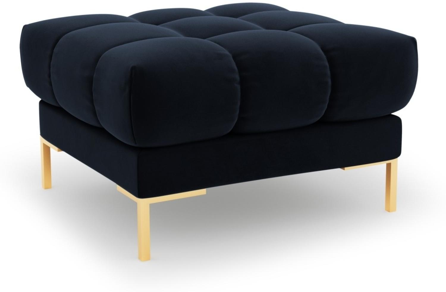 Micadoni Samtstoff Pouf Hocker Mamaia | Bezug Dark Blue | Beinfarbe Gold Metal Bild 1