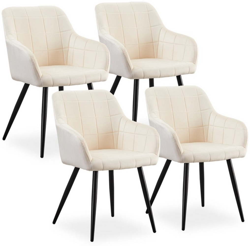 Ofcasa Esszimmerstuhl Polsterstühle (4er Set), Samt gepolsterter Wohnzimmersessel mit Metallbeinen Bild 1