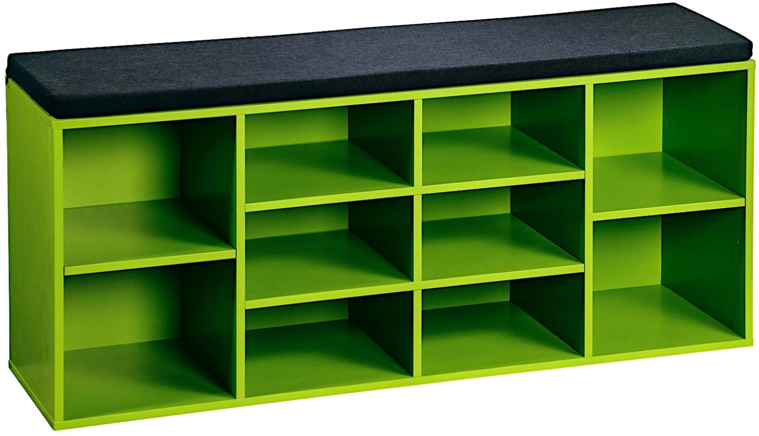 KESPER Schuhschrank / Sitzbank 15982-13 in grün mit Sitzkissen / Flurregal Bild 1