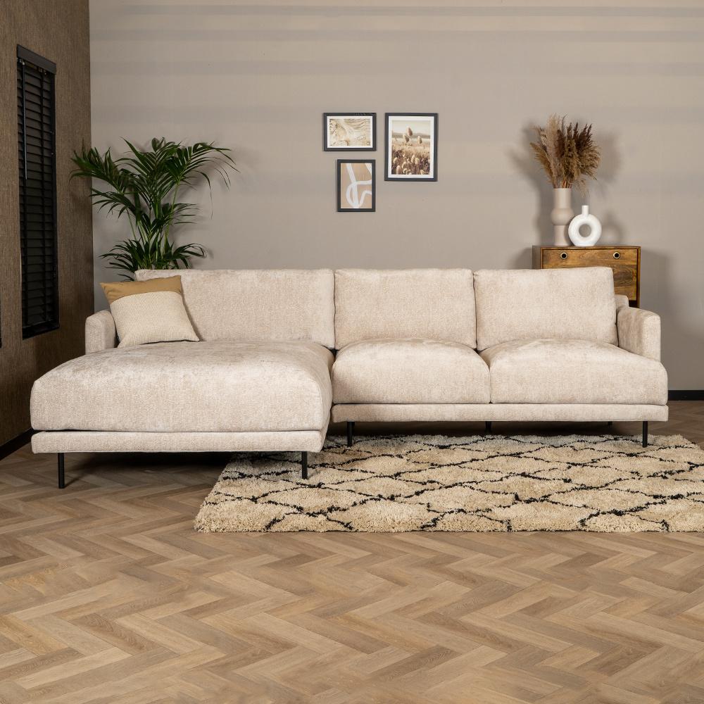 Bronx71 Ecksofa Denver Chenille weiß/beige links Bild 1