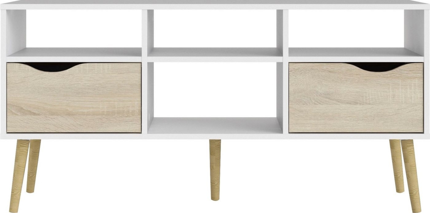 andas TV-Board Oslo, TV-Möbel, Fernsehtisch, TV-Unit, Media-Möbel, TV-Kommode mit 2 Schubladen,4 Fächern, Breite 117 cm, Höhe 57 cm Bild 1