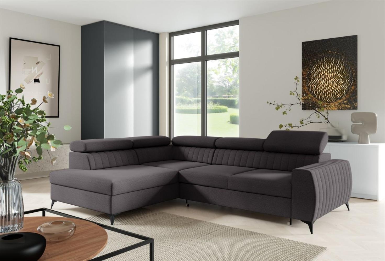 Ecksofa Schlafsofa Sofa TORONTO Stoff Element Schwarz Ottomane Links Bild 1