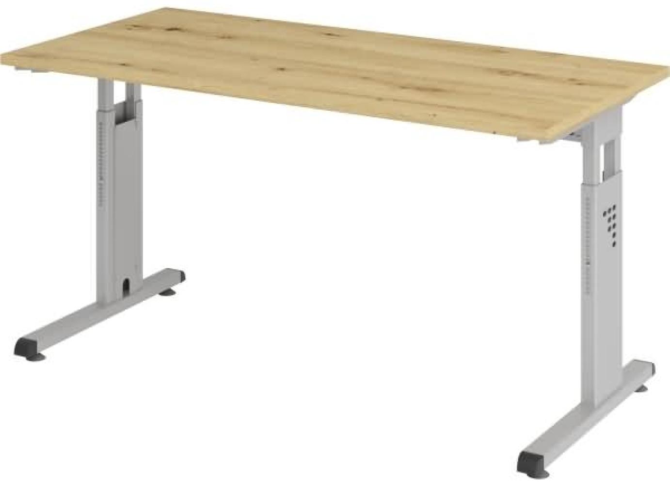 Schreibtisch C-Fuß 140x67cm Asteiche/Silber Bild 1