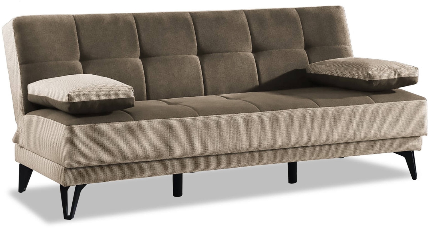 Dmora 3-Sitzer Schlafsofa Aborigeni, gepolstertes Stoffsofa, Wohnzimmersofa mit Klick-Klack-Öffnung, 190 x 87 x 97 cm, Grau und Braun Bild 1