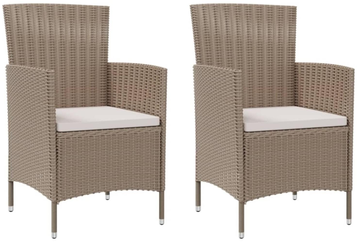 vidaXL Gartenstühle mit Kissen 2 Stk. Poly Rattan Beige 316684 Bild 1