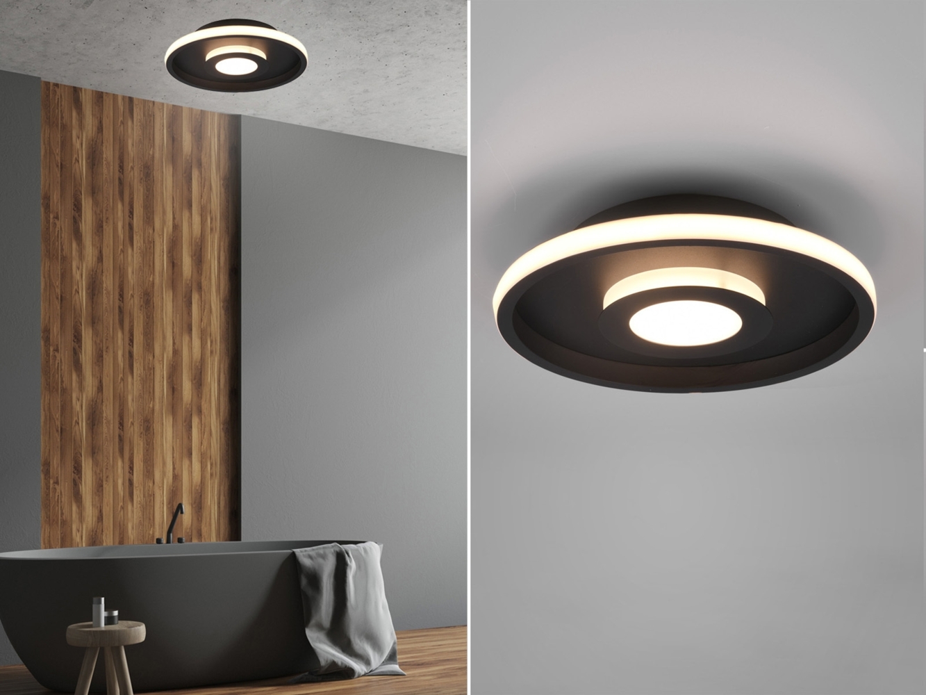 LED Deckenleuchte ASCARI rund Schwarz matt dimmbar IP44, Ø 30cm Bild 1