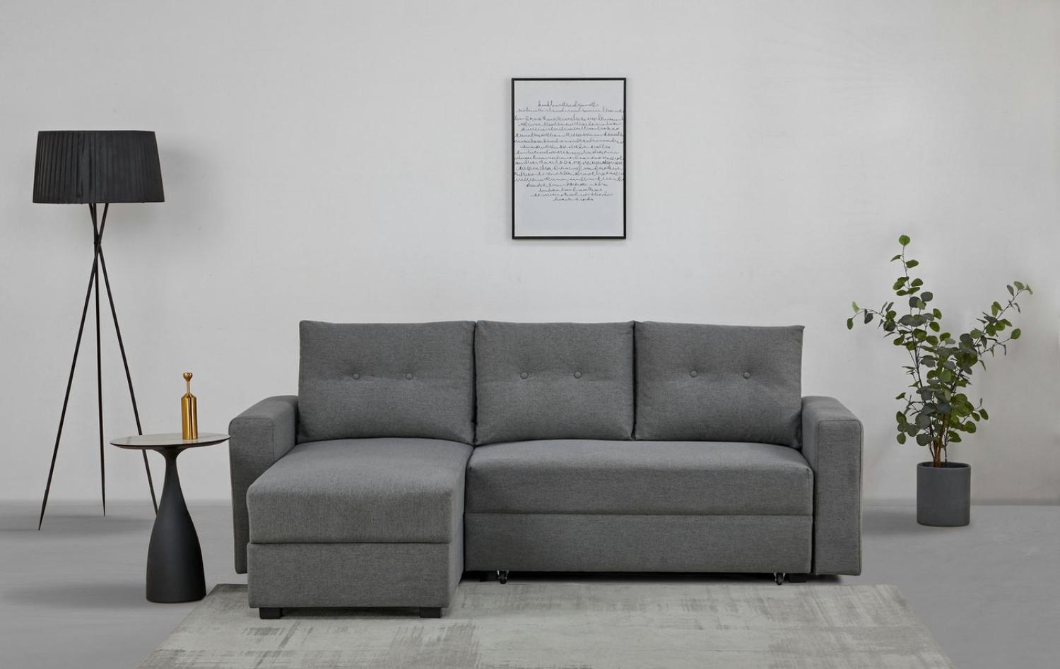 Home affaire Ecksofa TOFFEN, 217 cm, L-Form, mit Schlaffunktion u. Bettkasten, Recamiere rechts/links montierbar Bild 1