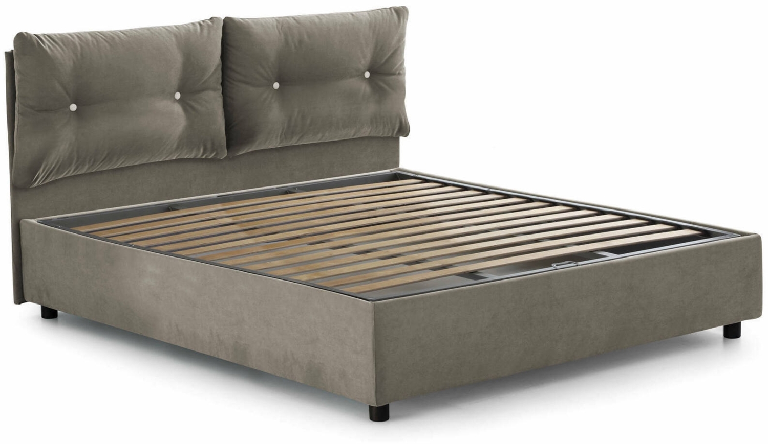 Dmora Artrax Doppelbett, Bettkasten mit Stoffbezug, 100 % Made in Italy, Öffnung vorne, geeignet für Matratze 160 x 200 cm, Taupe Bild 1