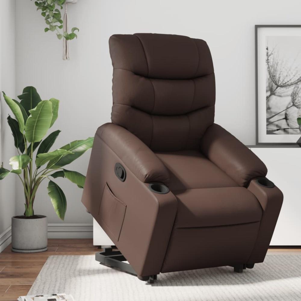 vidaXL Relaxsessel mit Aufstehhilfe Braun Kunstleder 3206601 Bild 1