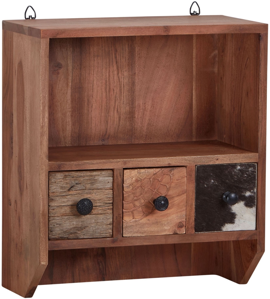 Kadima Design Ausgefallenes Gewürzregal aus Akazienholz mit Schubladen und offenen Fächern, Modernes Küchenregal. 45 x 20 x 50 cm Bild 1