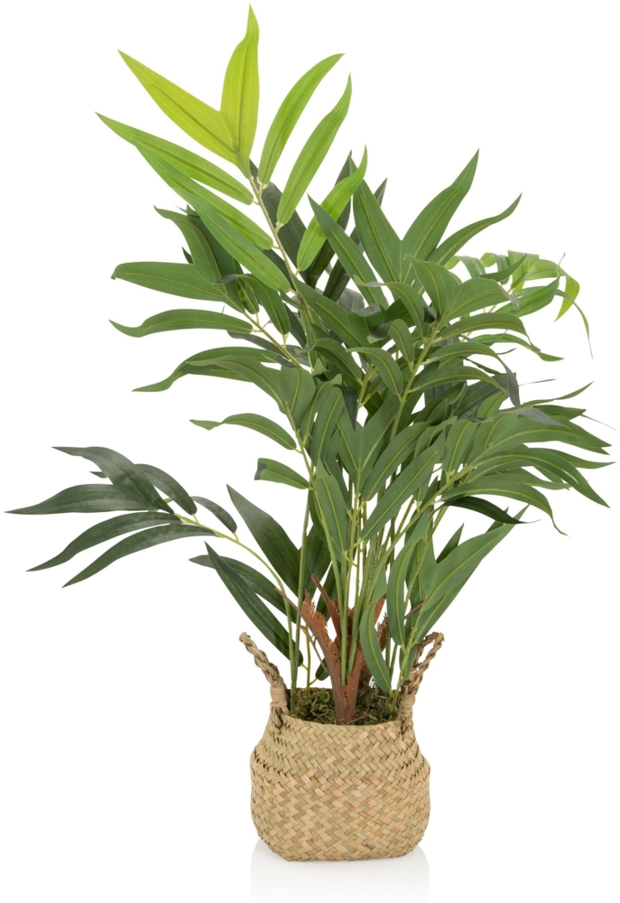 bümö plants Bergpalme Kunstpflanze - Täuschend echte Bambuspalme, geruchlose Premium Kunstblume für lebendiges Ambiente - authentische, künstliche Pflanzen als Deko für's Wohnzimmer, Büro & mehr, BUP-chamaedorea Bild 1