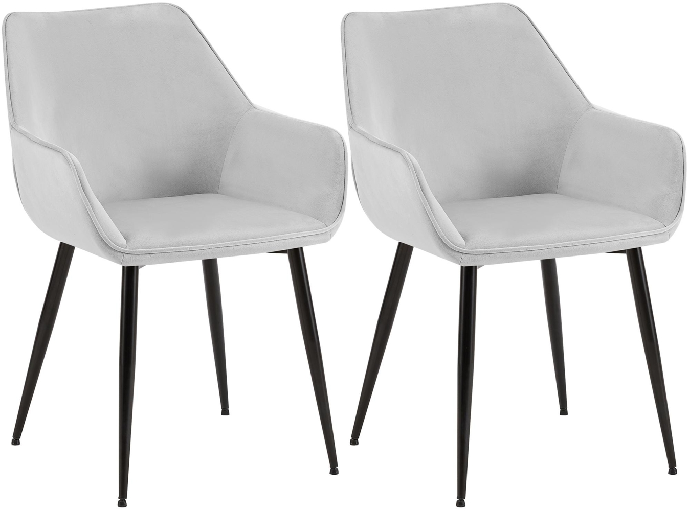 2er Set Esszimmerstuhl NIVER - Samt Hellgrau 52x63x82 cm | Essstühle Esszimmerstühle Küchenstühle Wohnzimmerstühle Bild 1