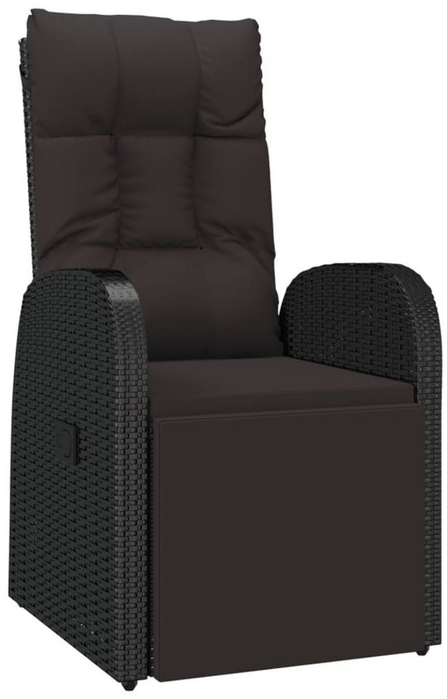 vidaXL Gartensessel Verstellbar mit Kissen Schwarz Poly Rattan 319546 Bild 1