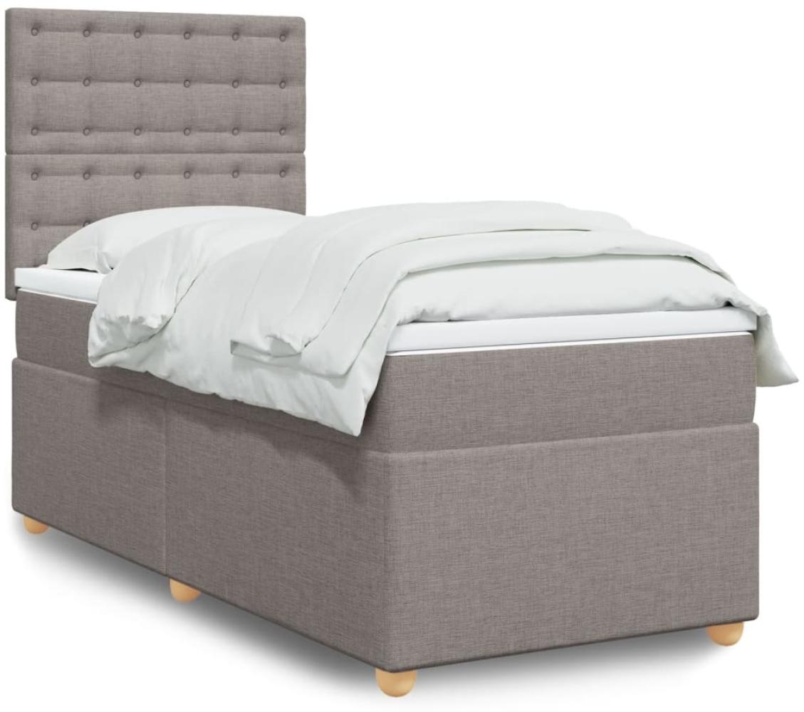 vidaXL Boxspringbett mit Matratze Taupe 90x190 cm Stoff 3293453 Bild 1