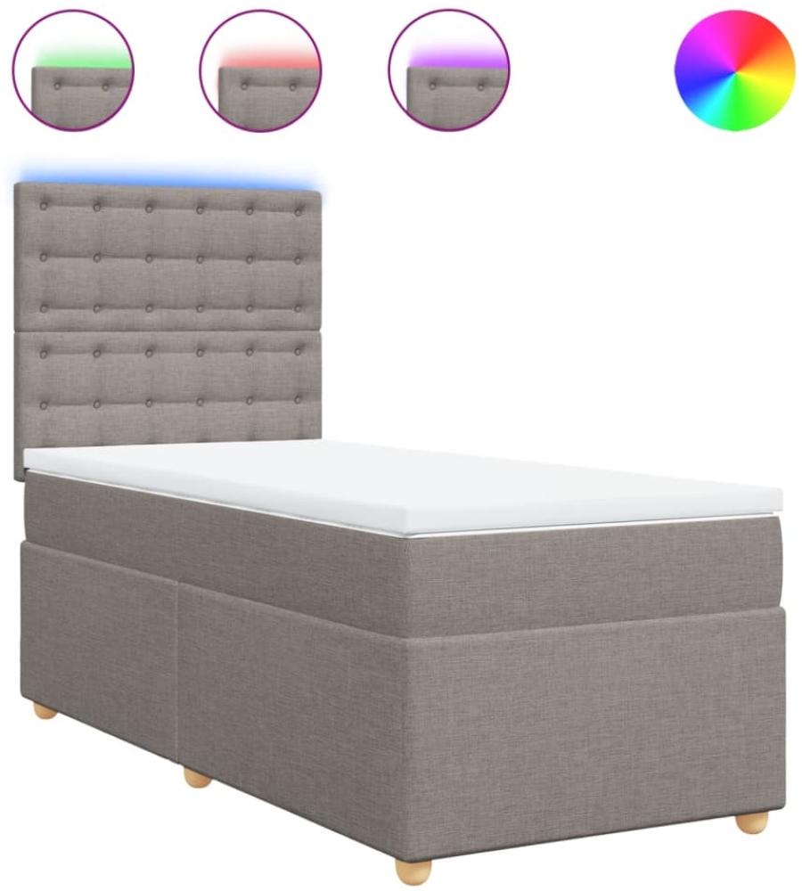 vidaXL Boxspringbett mit Matratze Taupe 90x190 cm Stoff 3293453 Bild 1