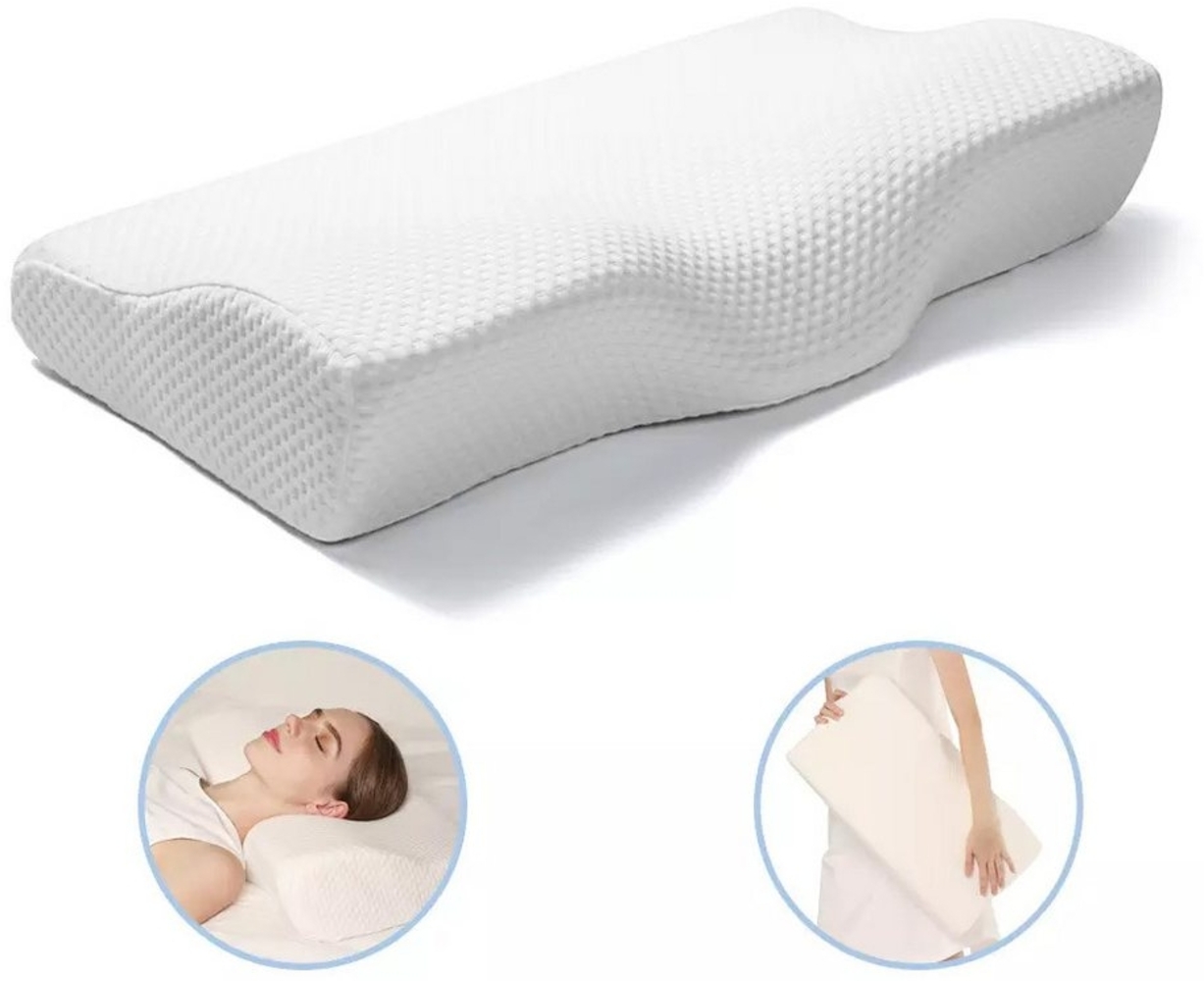 Refined Living Nackenstützkissen Memory-Foam-Nackenstützkissen, Ergonomisches Kopfkissen, Füllung: 100% Polyester, für Seitenschläfer, Bauchschläfer & Rückenschläfer, Ergonomisches Nackenkissen zur Unterstützung der Halswirbelsäule, Pflegeleicht, Ergon... Bild 1