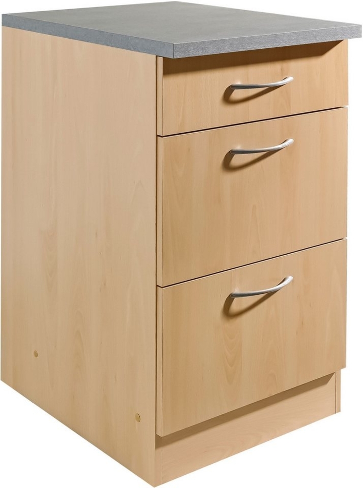 wiho Küchen Unterschrank Kiel 50 cm breit, 50 cm tief, mit 2 großen Auszügen und 1 Schublade Bild 1