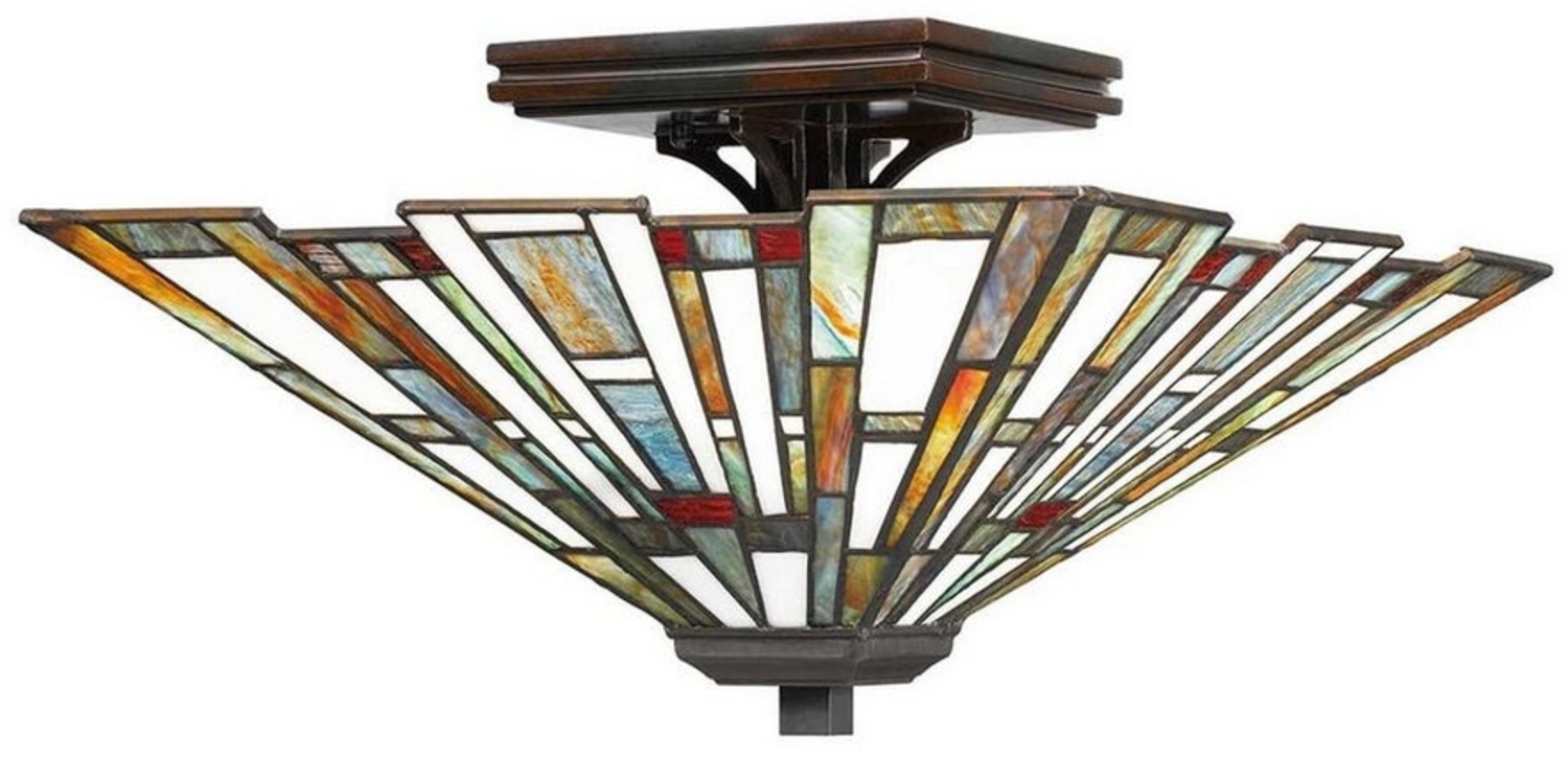 Licht-Erlebnisse Deckenleuchte NEVAN, ohne Leuchtmittel, Glas Metall B: 36,7 cm in Bronze Antik Bunt 2-flammig Tiffany Stil Bild 1