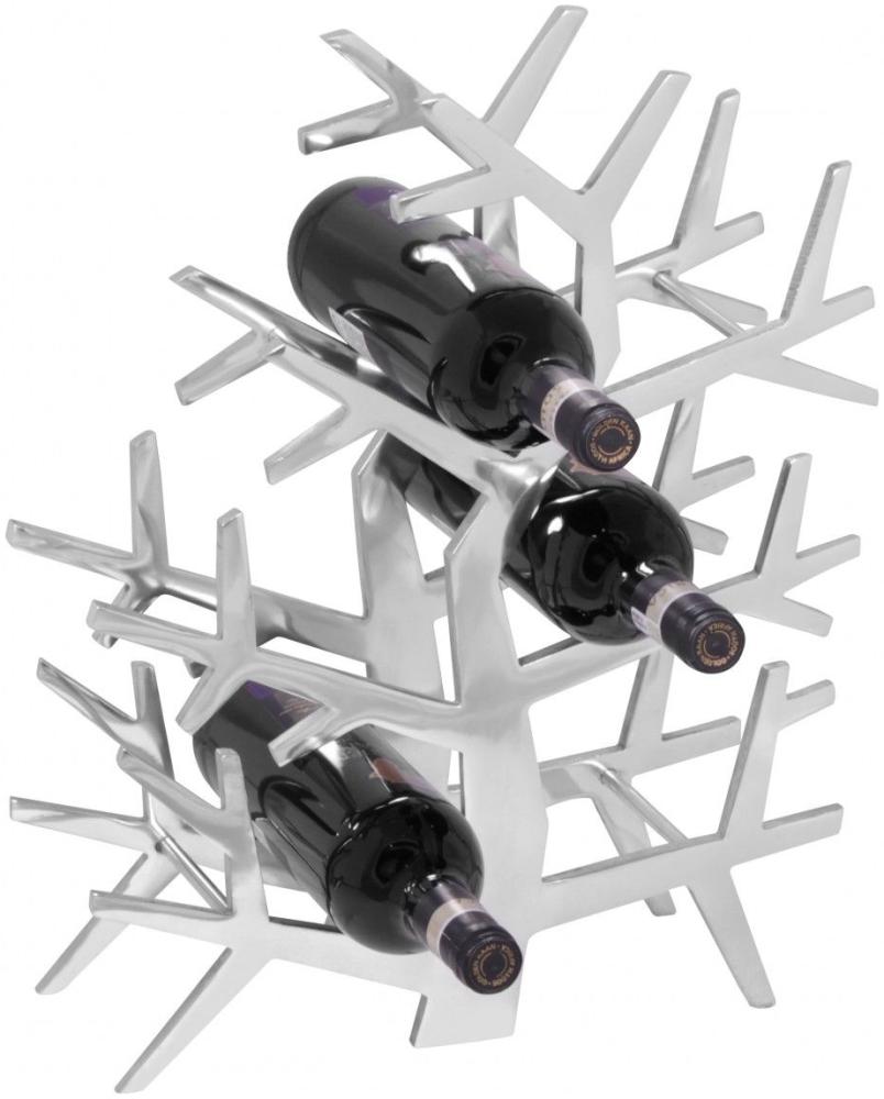 Weinregal Design 38 cm für 6 Flaschen Aluminium Silber Bild 1