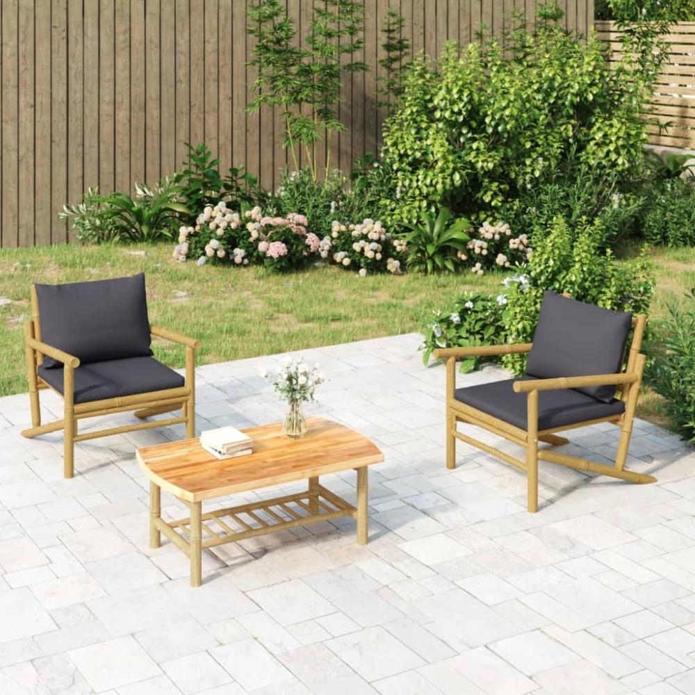 vidaXL Gartenstühle 2 Stk. mit Dunkelgrauen Kissen Bambus 363466 Bild 1