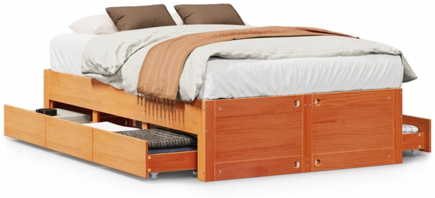 vidaXL Massivholzbett ohne Matratze mit Schubladen Braun 120x190 cm 3308824 Bild 1