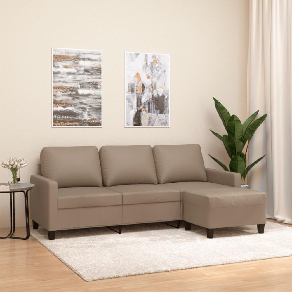 3-Sitzer-Sofa mit Hocker Cappuccino-Braun 180 cm Kunstleder Bild 1