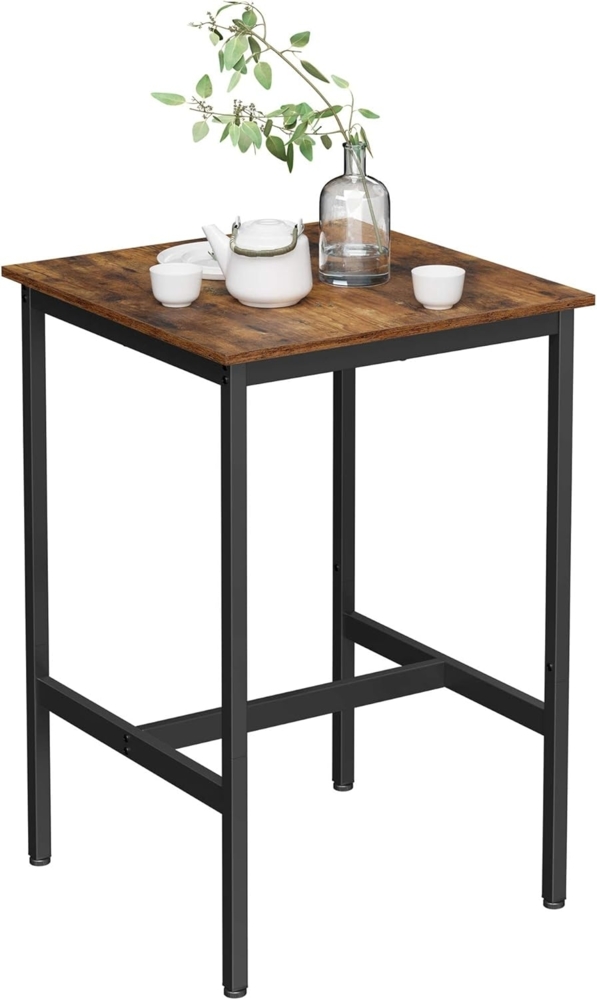Songmics 'Vasagle' Stehtisch mit stabilem Stahlgestell, vintagebraun-schwarz, 90 x 60 x 60 cm Bild 1