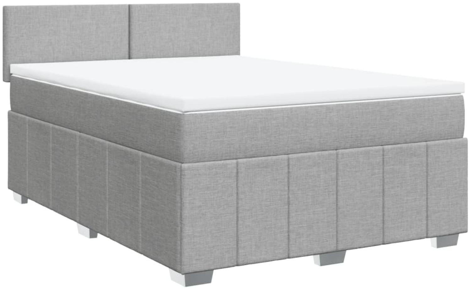 vidaXL Boxspringbett mit Matratze Hellgrau 140x200 cm Stoff 3287084 Bild 1