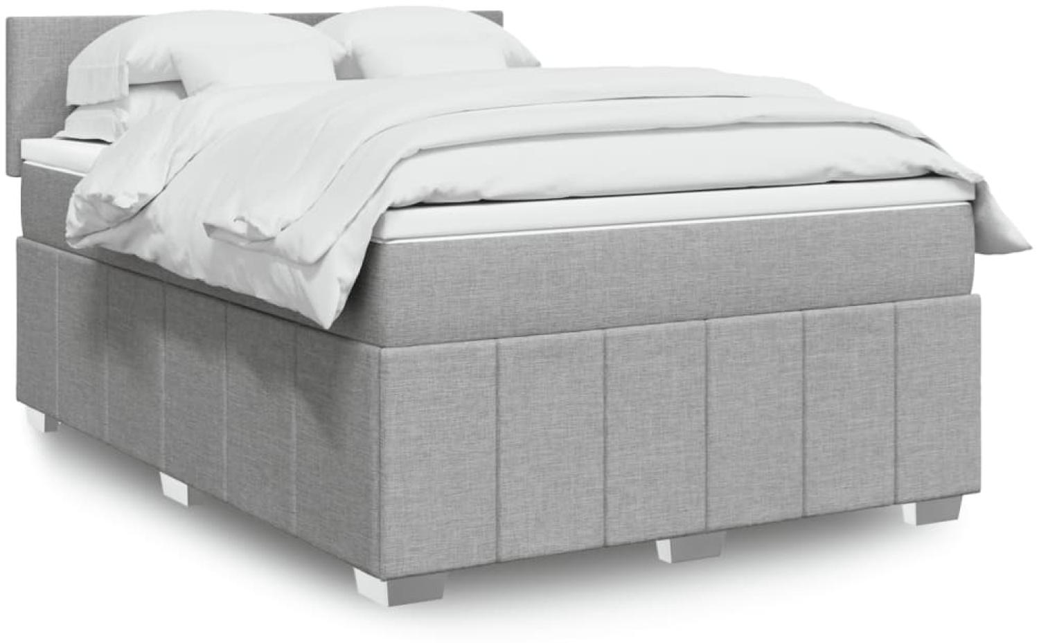 vidaXL Boxspringbett mit Matratze Hellgrau 140x200 cm Stoff 3287084 Bild 1