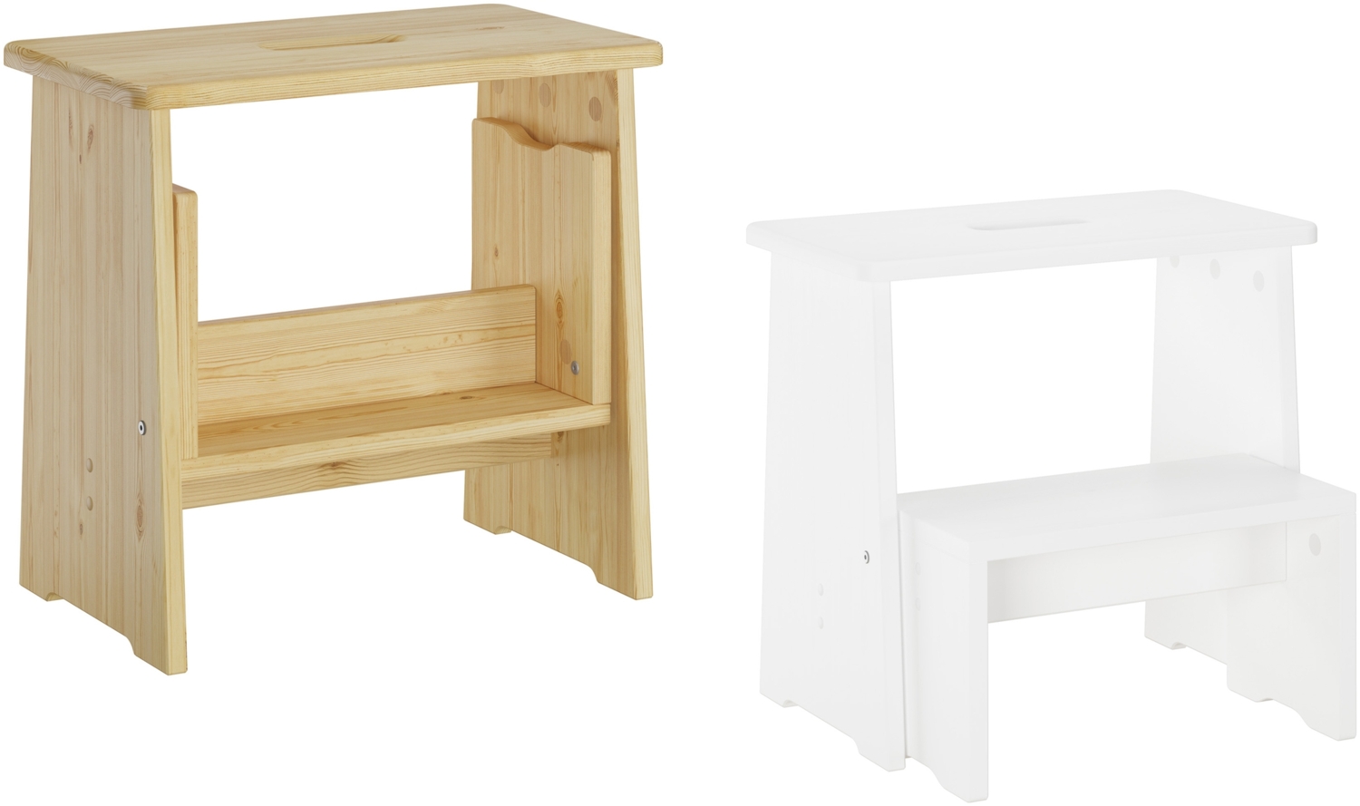 Stufenhocker Klapphocker Tritthocker klappbar Kiefer natur oder weiß V-90.92-06 Bild 1