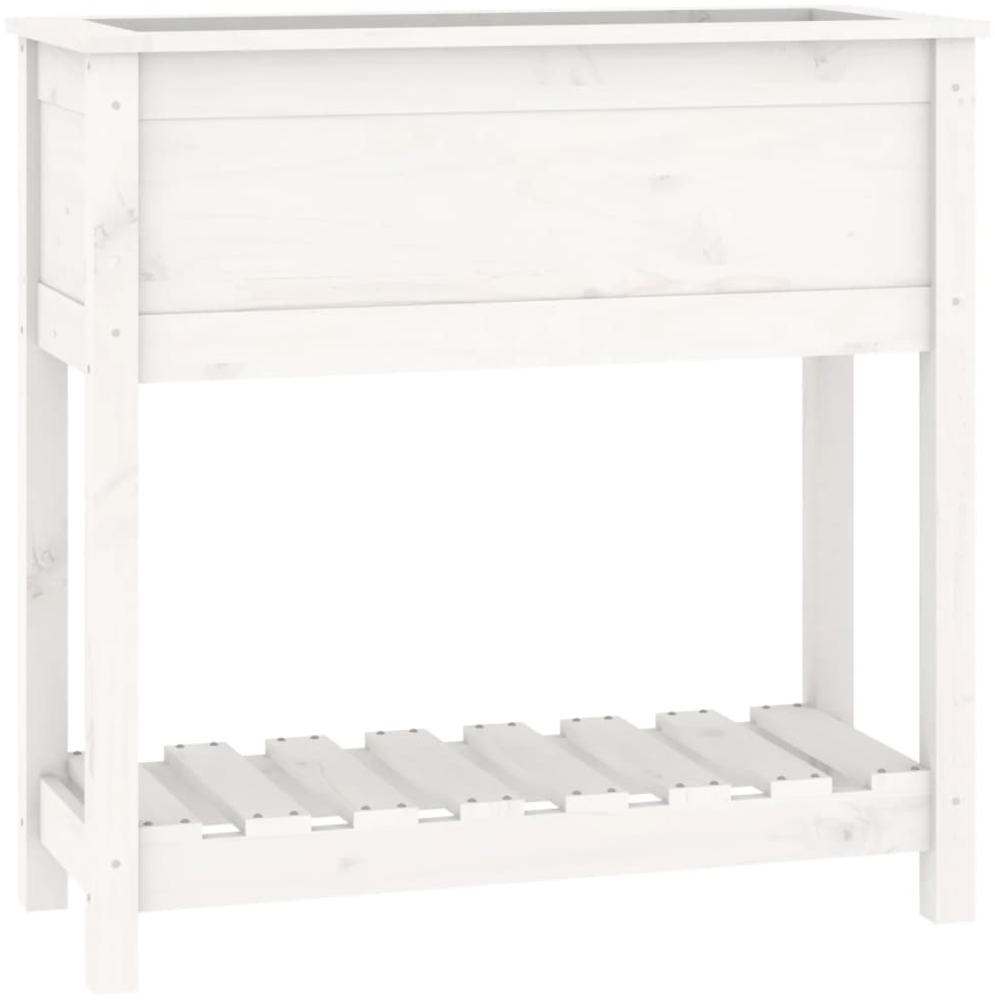 vidaXL Pflanzkübel mit Ablage Weiß 82,5x34,5x81 cm Massivholz Kiefer 823760 Bild 1