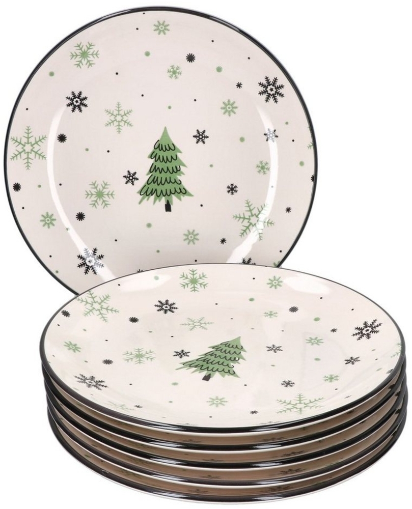 6er Set Weihnachtsbaum Speiseteller Essteller flach Servier-Platte Weihnachten Bild 1
