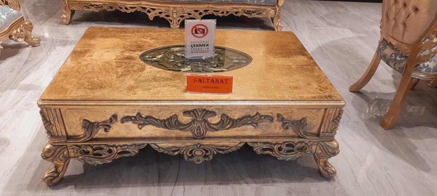 Barock Couchtisch Goldfarben Geschnitzte Beine Tisch Holz Wohnzimmer Bild 1