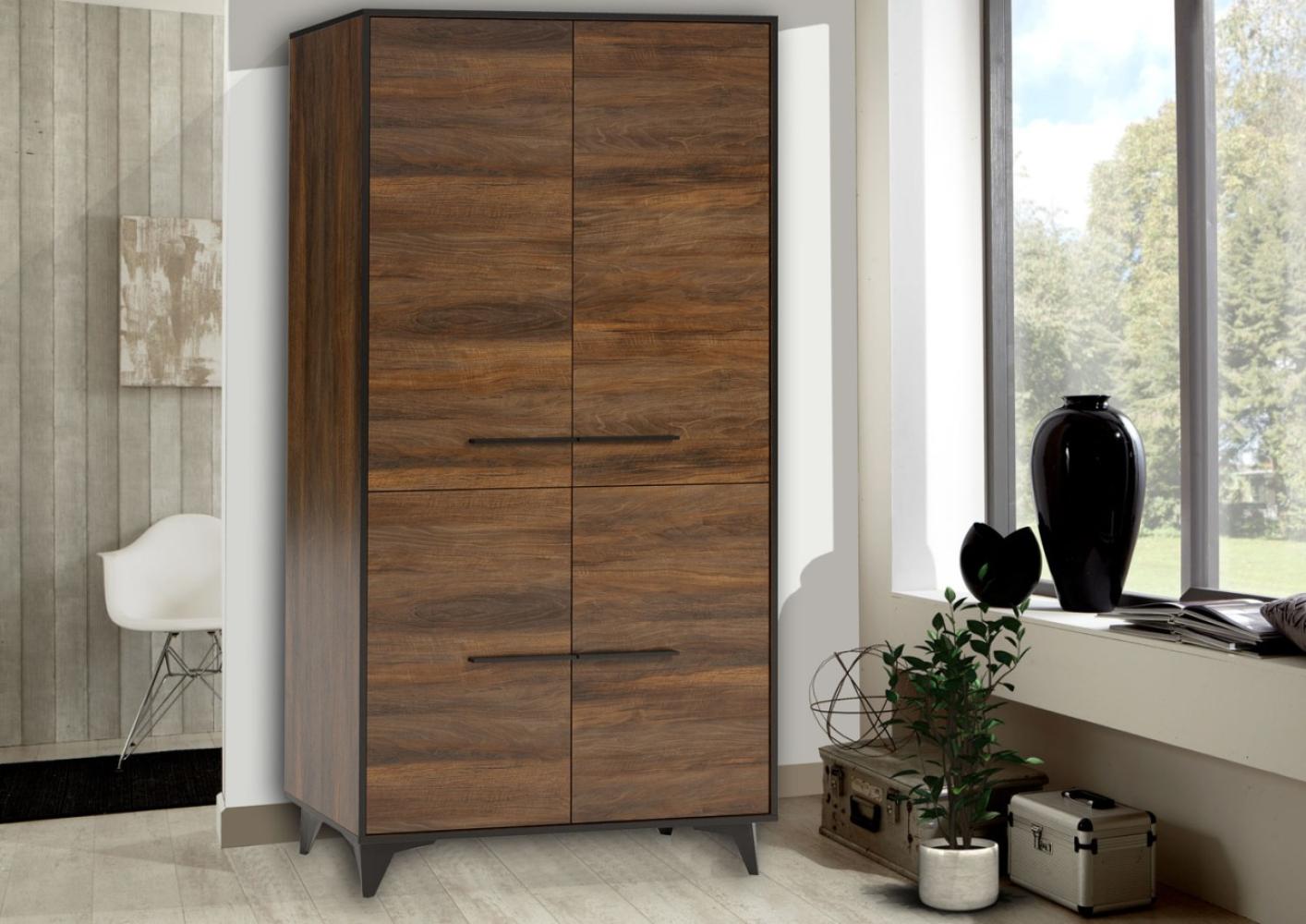 Kleiderschrank "Frida" Schlafzimmer Schrank 91cm shirin walnuss schwarz Bild 1