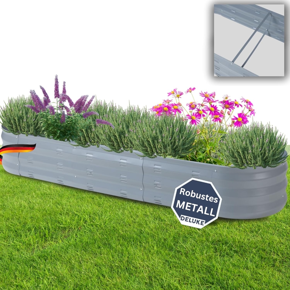 DELUKE® Hochbeet für Garten SOPHIE - Verzinkter Stahl Wetterfest Hochbeet Metall Hochbeet-Kit Bausatz Pflanzenbeet Blumenbeet Gartenbeet Kräuterbeet für Garten Gemüsebeet Anthrazit 171 x 50 x 25 cm Bild 1