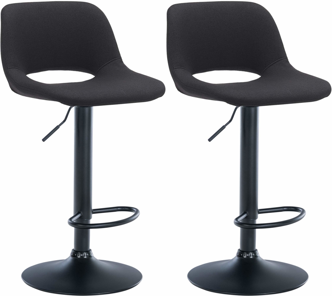 DELUKE® Barhocker 2er Set JAKSON - Schwarz, Stoff, Schwarz Barhocker mit Lehne Barstuhl Tresenhocker Tresenstuhl Kneipenhocker Kneipenstuhl Bild 1