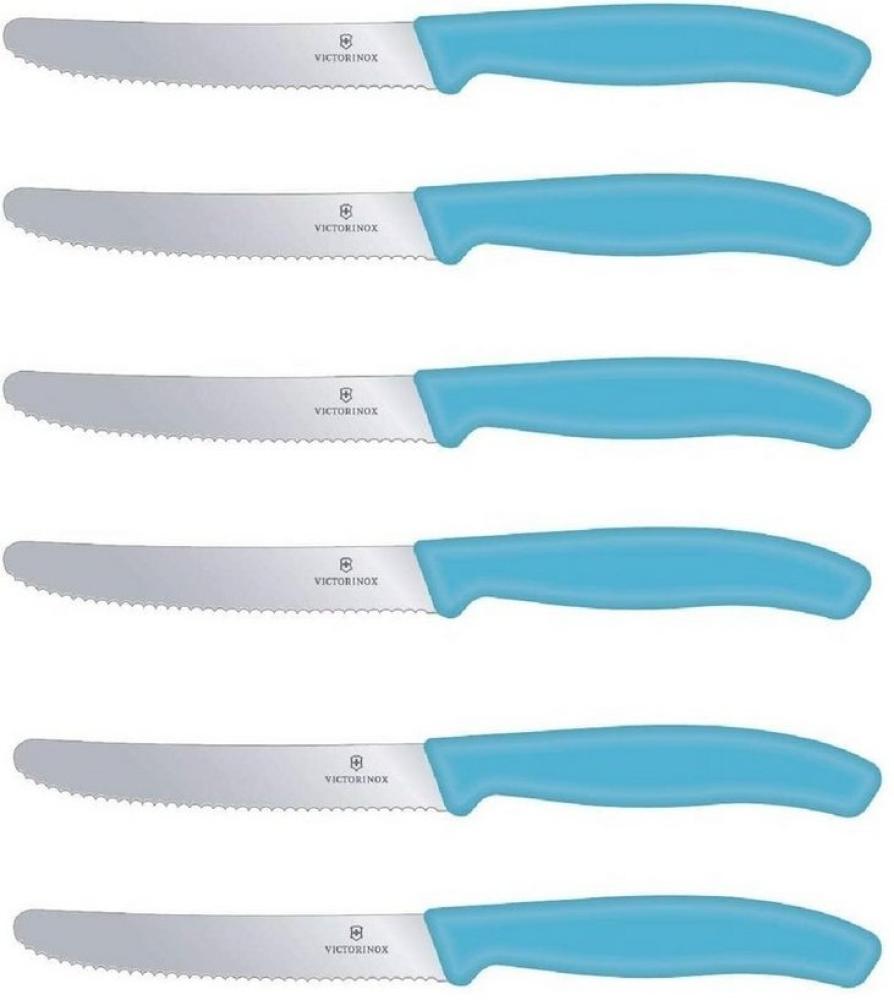 Victorinox | Tafelmesser Set | Swiss Classic Limited Edition | Karibikblau | ideal für Brotzeit | 6er Pack | präzise Schneide | zeitloses Design Bild 1