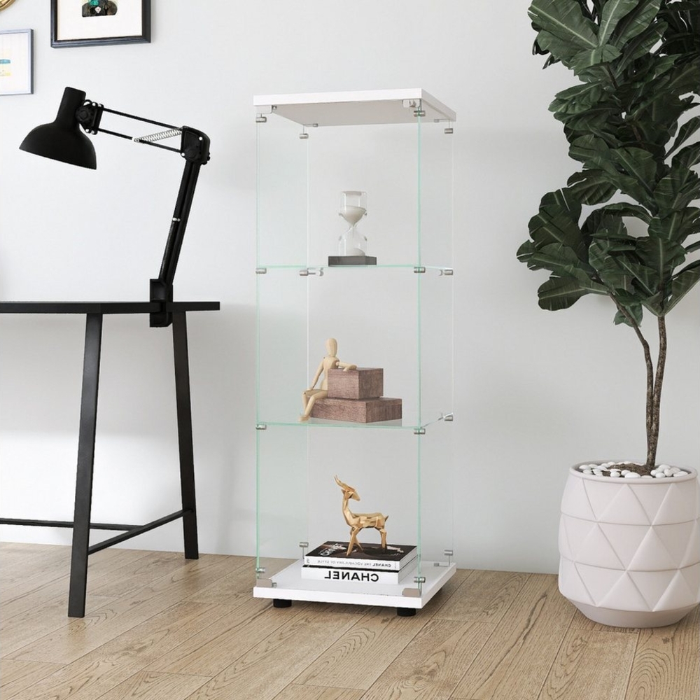 Furnishings Home Glasvitrine Vitrine Doppeltür Hoch Eckvitrine, Mit Sicherheitsschloss (Größe:42 x 36 x 125 cm, 1 tlg) Standvitrine, perfekt für Sammler, vielseitig Bild 1