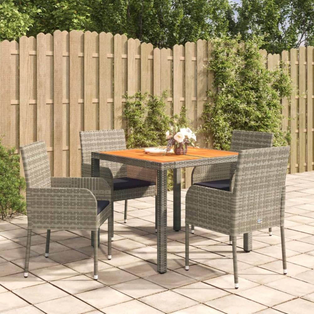 vidaXL 5-tlg. Garten-Essgruppe mit Kissen Grau Poly Rattan 3185018 Bild 1