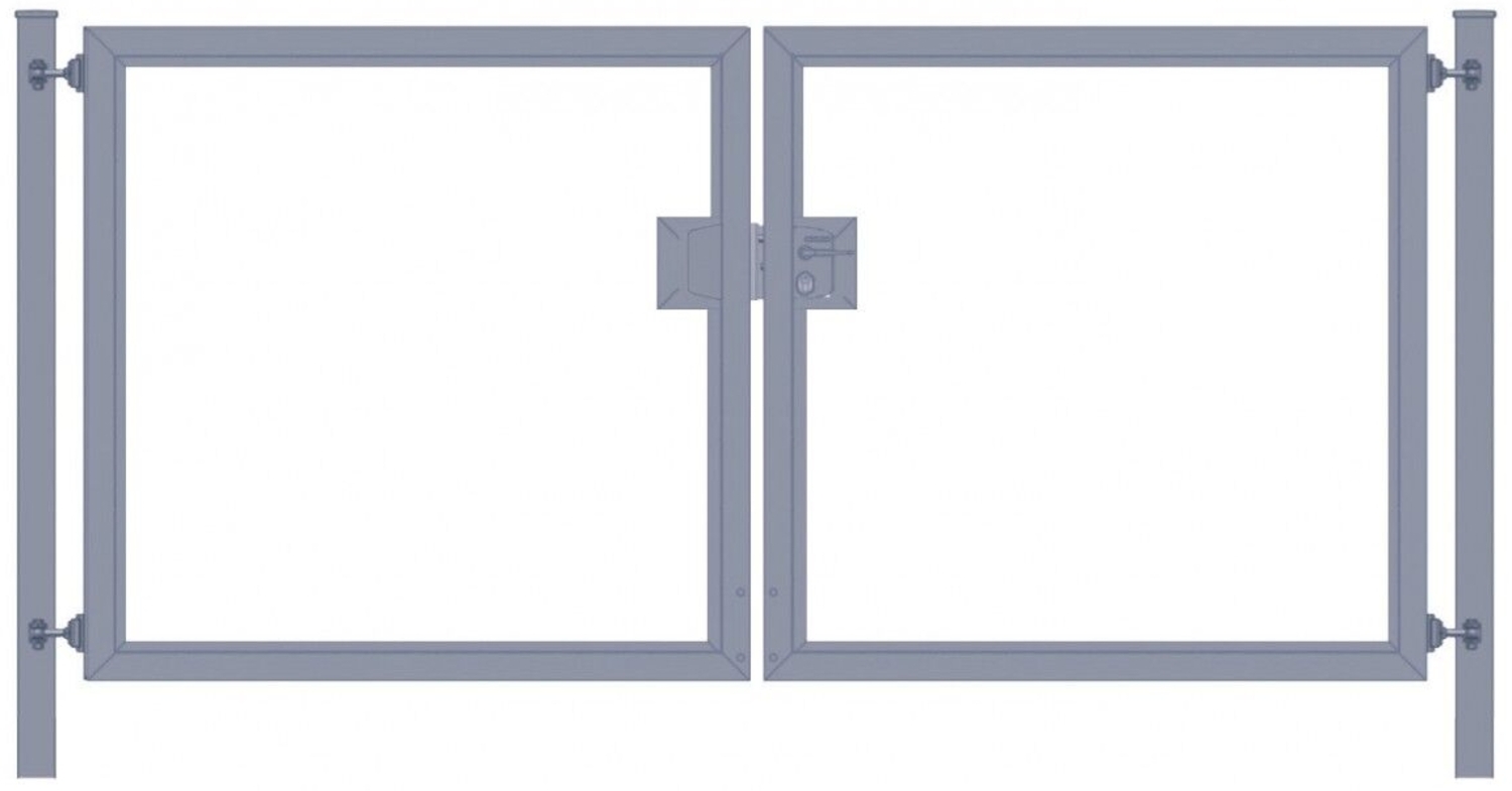 Gartentor / Doppelfügeltor elektrisch Premium (2-flügelig) symmetrisch für senkrechte Holzfüllung anthrazit Breite 350 cm x Höhe 160 cm Bild 1
