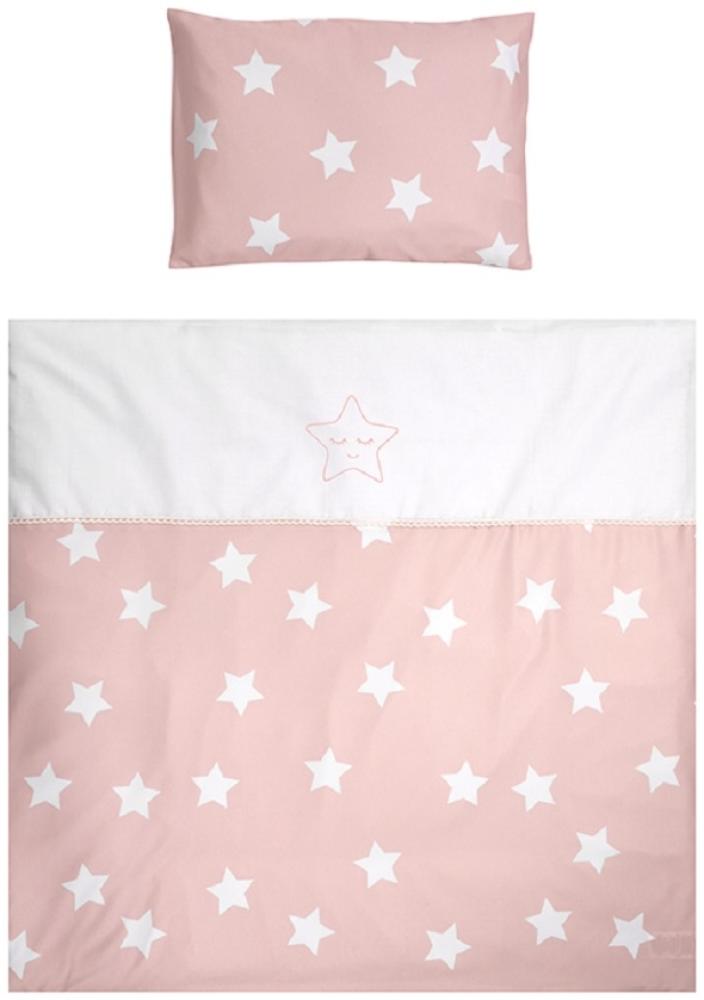 Lorelli Baby-Bettwäsche 7-teiliges Set First Dreams Decke Kissen Laken Himmel rosa Sterne Bild 1