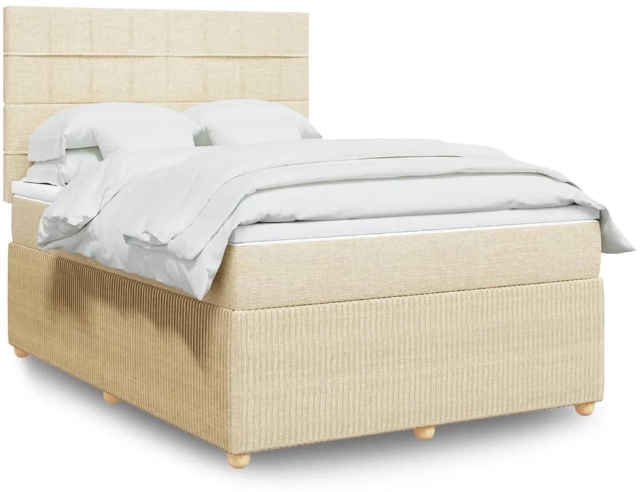 vidaXL Boxspringbett mit Matratze Creme 140x190 cm Stoff 3292056 Bild 1