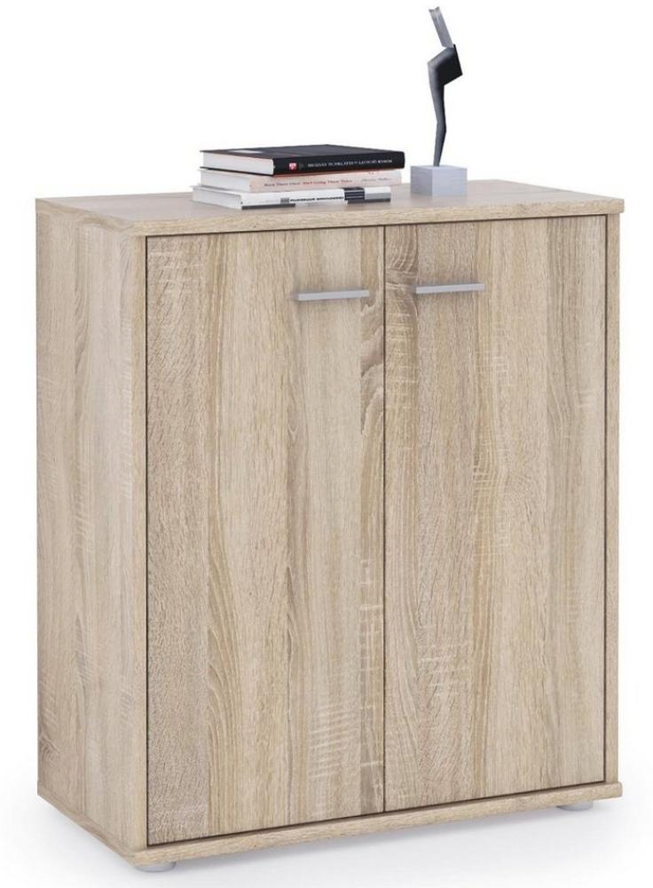 CARO-Möbel Kommode Sideboard Schrank Tommy in Sonoma Eiche, Anrichte mit 2 Türen inklusive Einlegeboden Bild 1