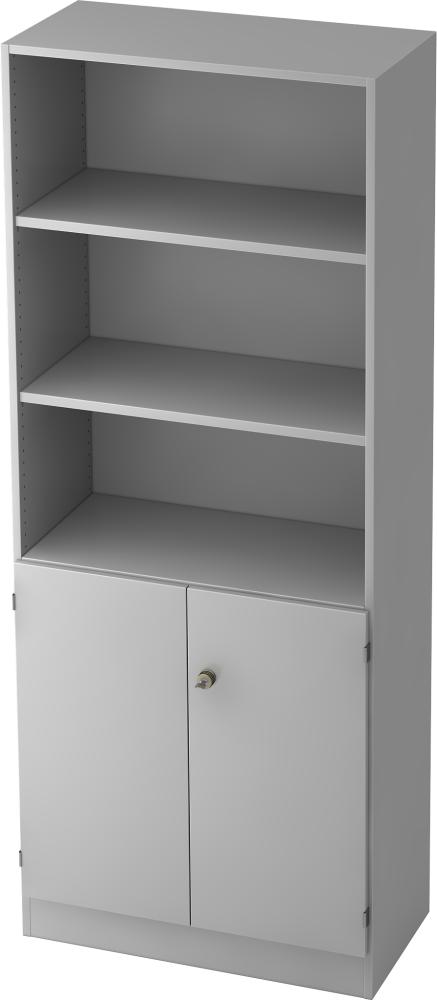 bümö office Regal-Aktenschrank abschließbar, Büroschrank groß aus FSC-Holz, 80cm breit in grau - abschließbarer Schrank, Büroschrank abschließbar, Büro Möbel Schrank System, 6770-5-5-SG Bild 1