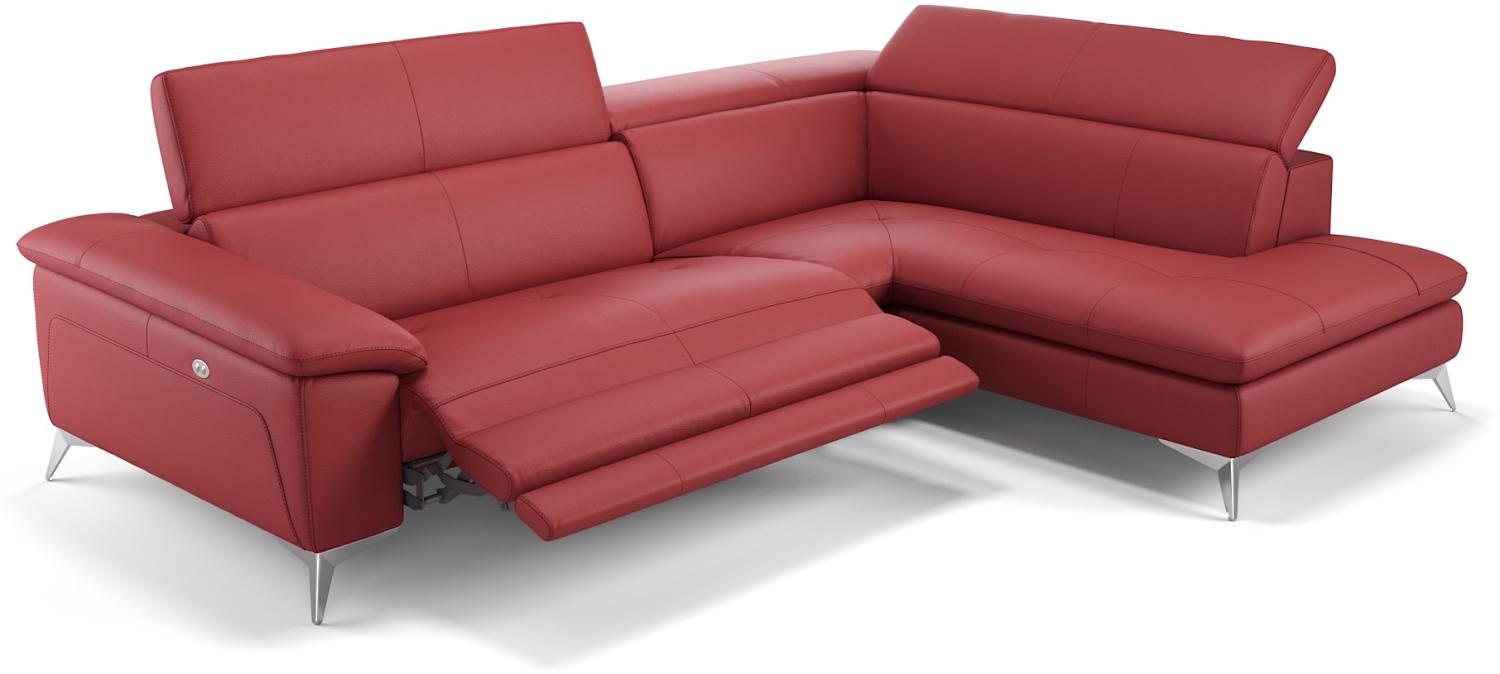 Sofanella Ledercouch STELLA Ledersofa Ecksofa Wohnlandschaft in Rot Bild 1