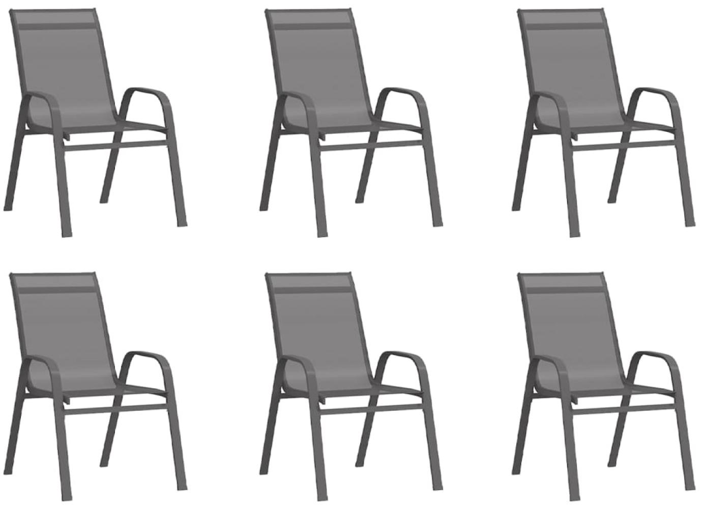 vidaXL Stapelbare Gartenstühle 6 Stk. Grau Textilene 318784 Bild 1