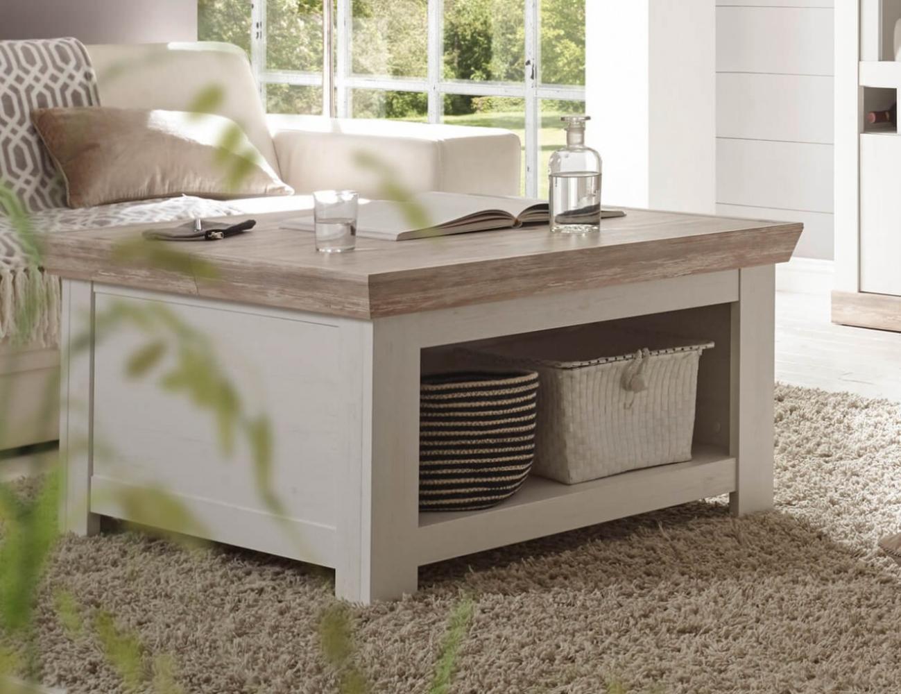 Couchtisch Wohnzimmertisch Beistelltisch Florenz 86x86cm pinie weiß oslo pinie Bild 1