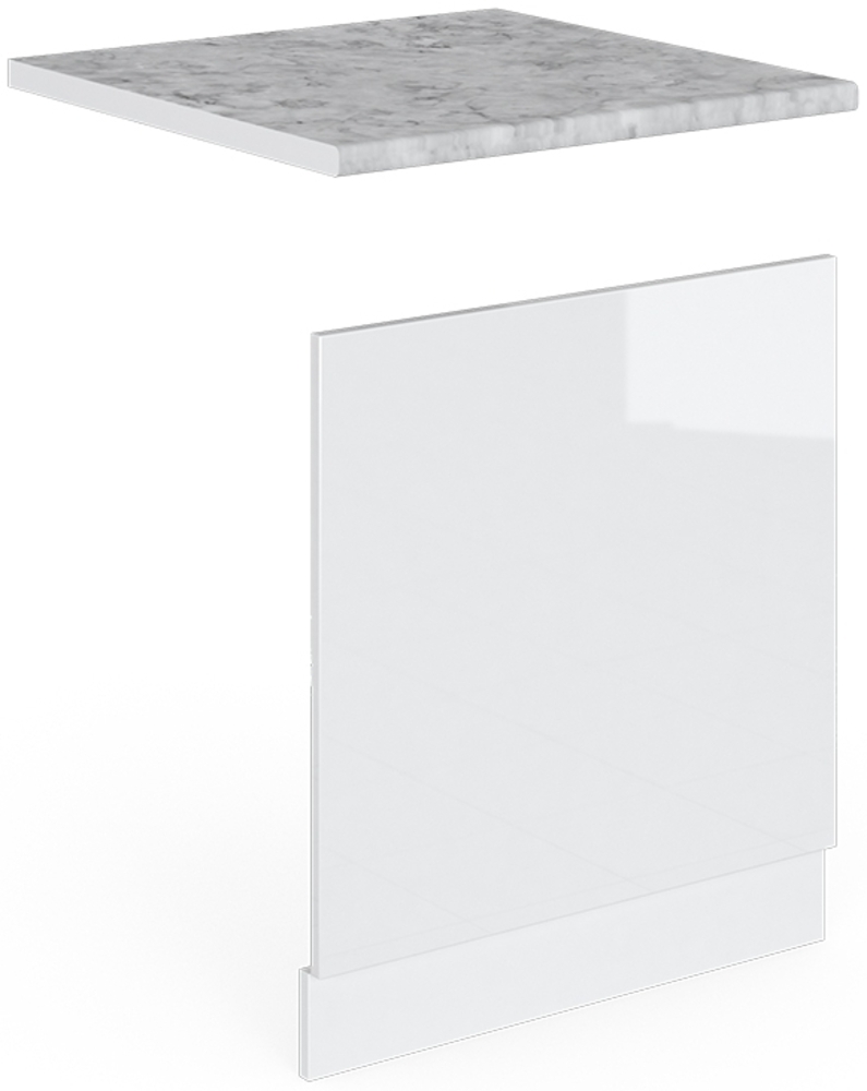 Vicco Frontblende Weiß Hochglanz 60 cm , AP Marmor, R-Line Bild 1