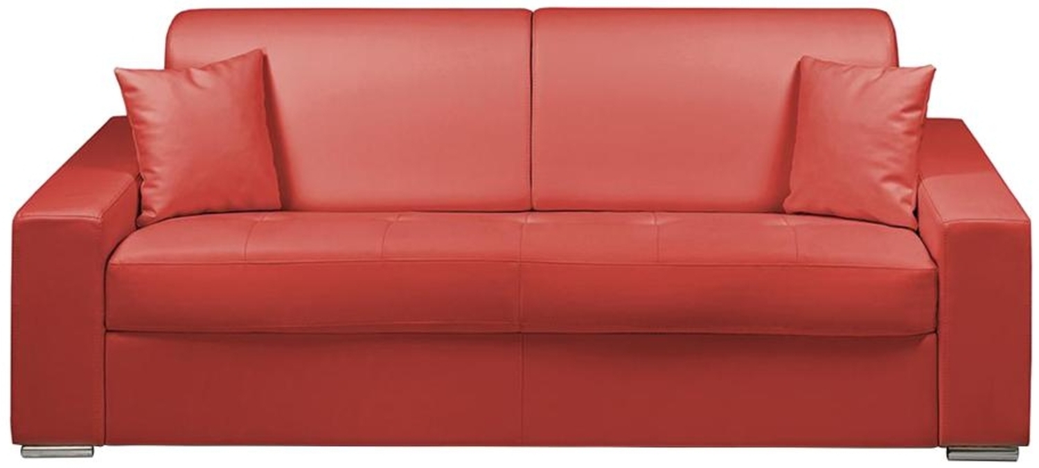 Vente-unique - Schlafsofa 4-Sitzer - Liegefläche mit Lattenrost mit breiten Latten: 160 cm - Matratze: 14 cm - Kunstleder - Rot - EMIR Bild 1