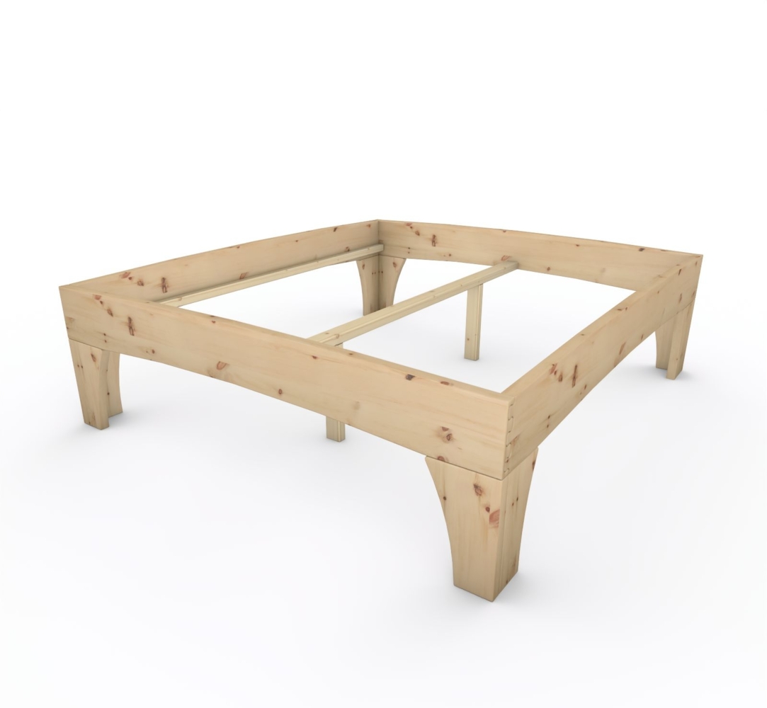 Zirbenbett Massivholzbett "Rosi" metallfrei 180 x 200 cm 58 cm ohne Kopfteil Bild 1